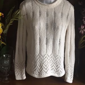Liz sport pullover semi sheer sweater ivory small